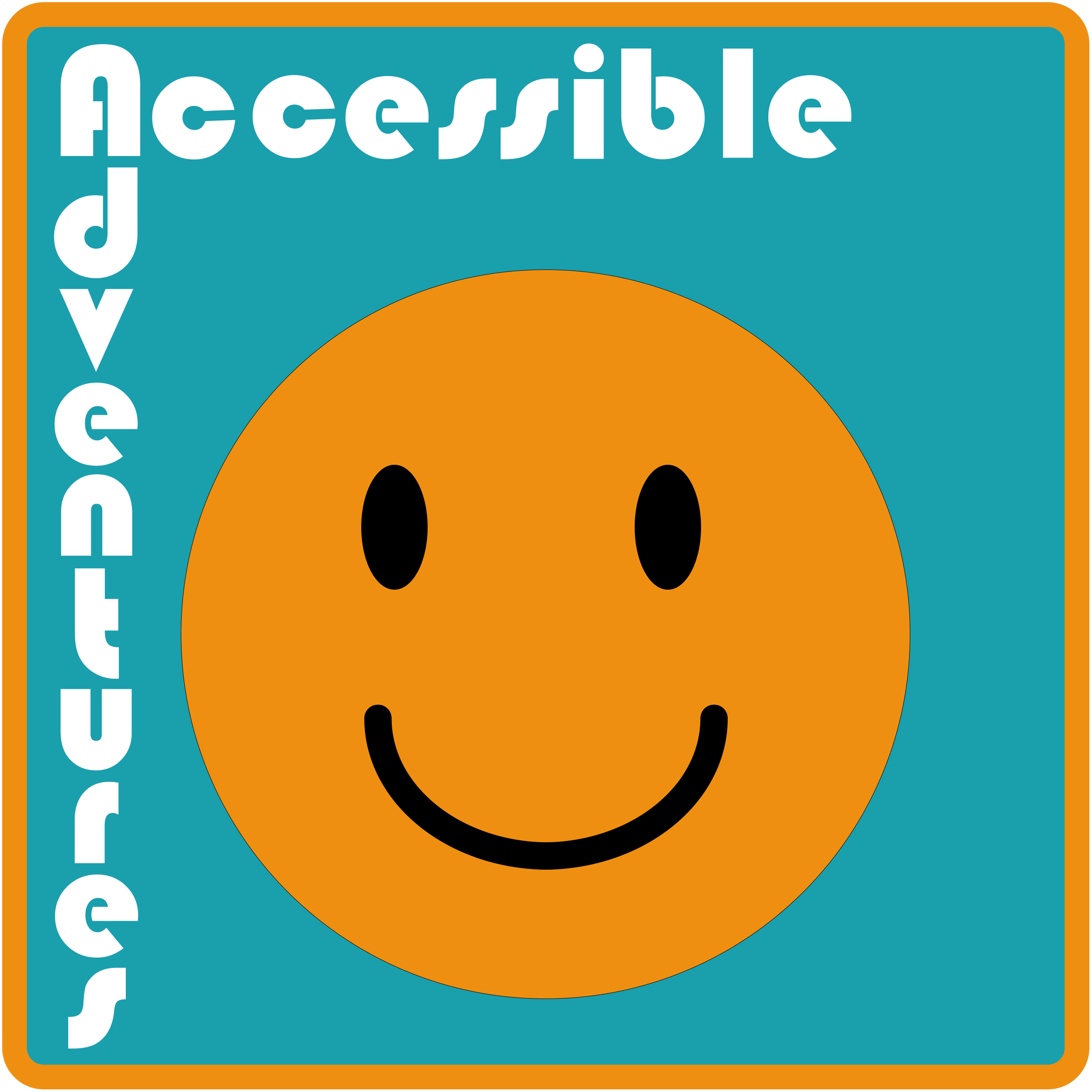 accessible adventures logo with bouncing smiley face