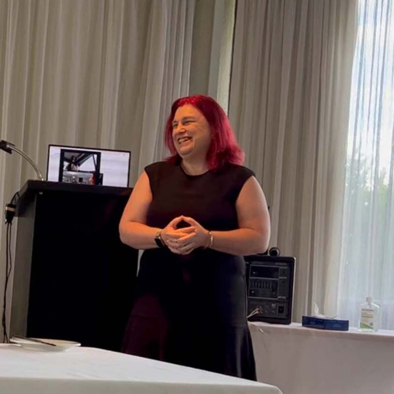 fiona demark delivering customisable keynote presentation