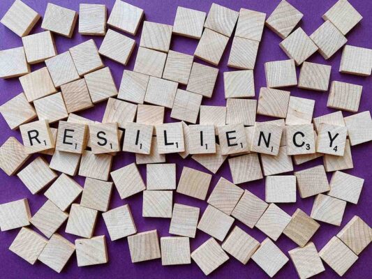 resiliency written with scrabble tiles